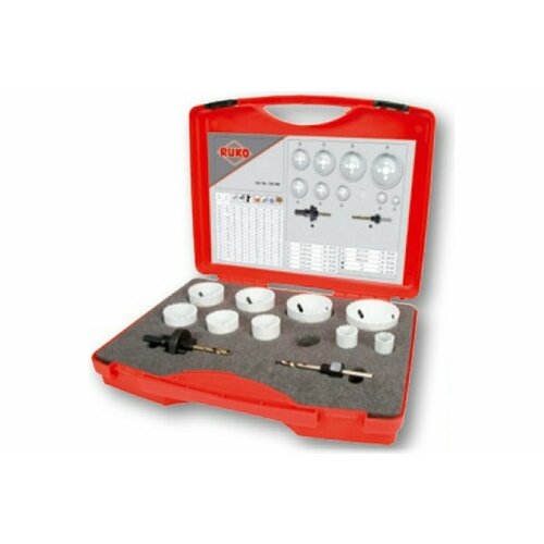 Набор коронок HSS-Co (19-64 мм) 9 шт. + 2 адаптера RUKO 126306