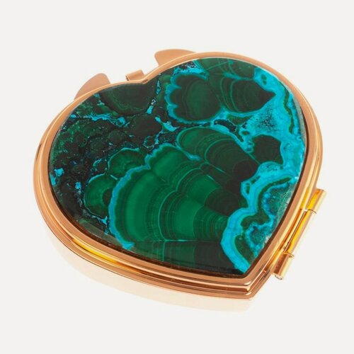 Изображение товара Таблетница "Сердце" на 3 отделения малахит с хризоколлой цвет медь 126733