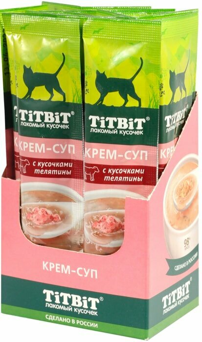 Крем-суп для кошек TiTBiT Лакомый кусочек с телятиной 10г*16шт