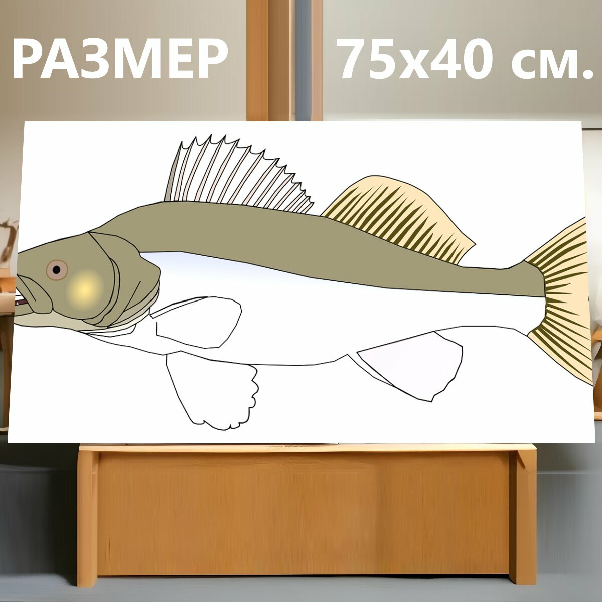 Картина на холсте "Окунь, рыбы, плавники" на подрамнике 75х40 см. для интерьера