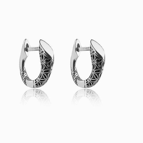 Серьги конго BARTE, серебро, 925 проба, оксидирование, размер 15 мм, длина 1.5 см, , серебристый