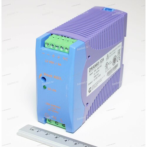 12V, 60W, 5A, 180-264VAC DRAN60-12A, Модуль питания сетевой (блок питания на DIN рейку), CASE DRAN-60, CHINFA