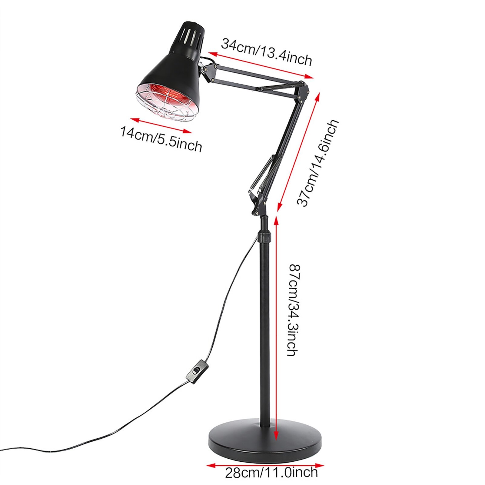 Infrared Heating Lamp, Rotary Lamp Head 150W Heat Light Floor Standing for Beauty Organization Health Care Center Hospital