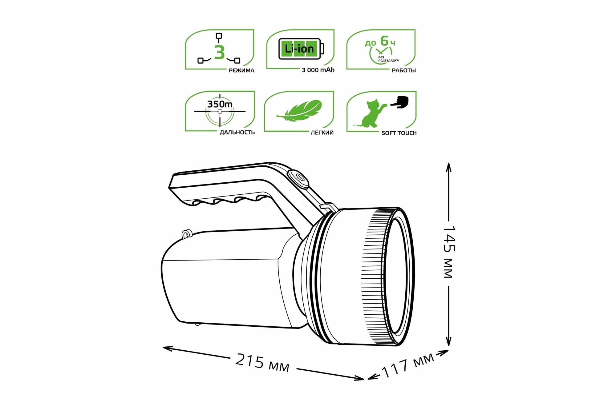 фото Фонарь прожекторный Gauss модель GFL601 7W 200lm Li-ion 3000mAh LED