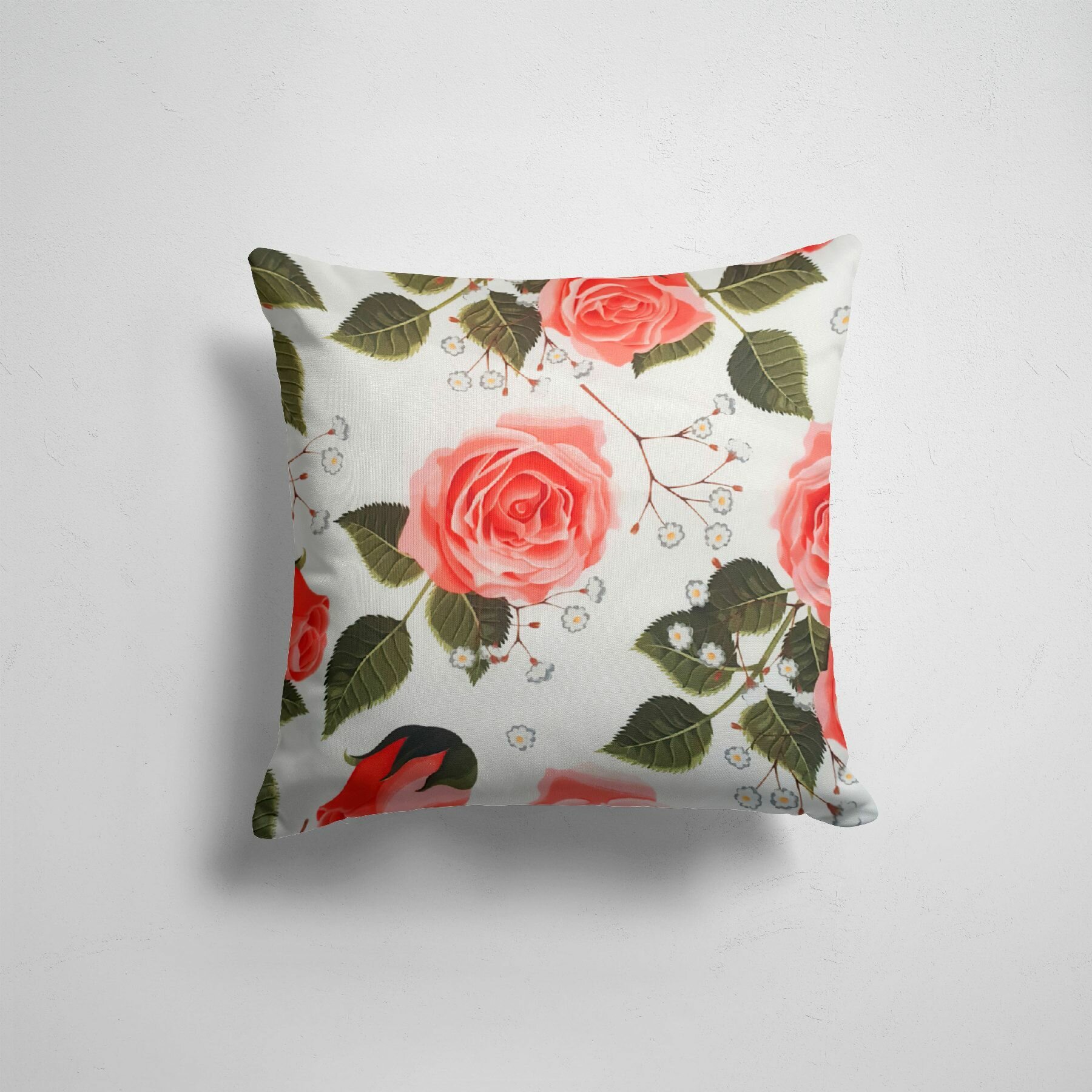 фото Подушка декоративная 45х45см / Цветочки и бабочки / Девушкам / Нежные розы