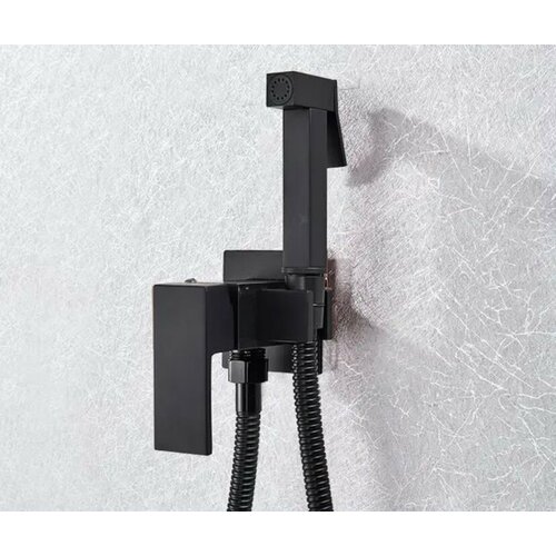 Смеситель для душа и биде с тропическим душем и лейкой Quyanre черный матовый