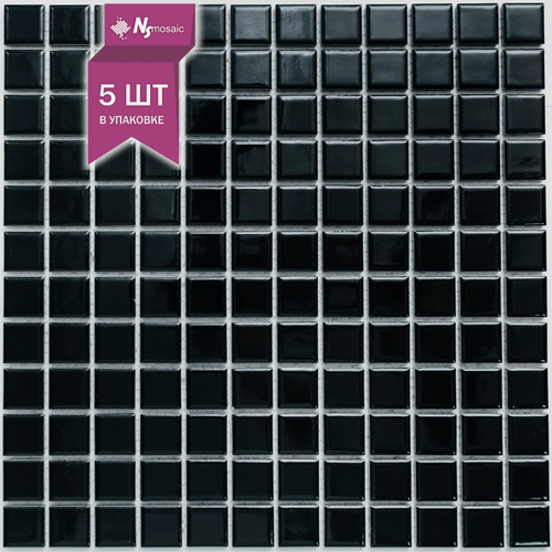 Изображение товара Мозаика керамическая NSmosaic P-522, черная глянцевая, 300x300 мм, чип 23х23 мм, упаковка 5 шт