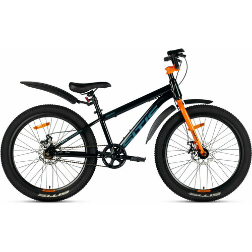 Велосипед SITIS FLASH 24 2024 Black-Orange-Gray подростковый для мальчиков сталь 1 скорость дисковые механические тормоза размер рамы 12 рост 130-145 см 19927₽