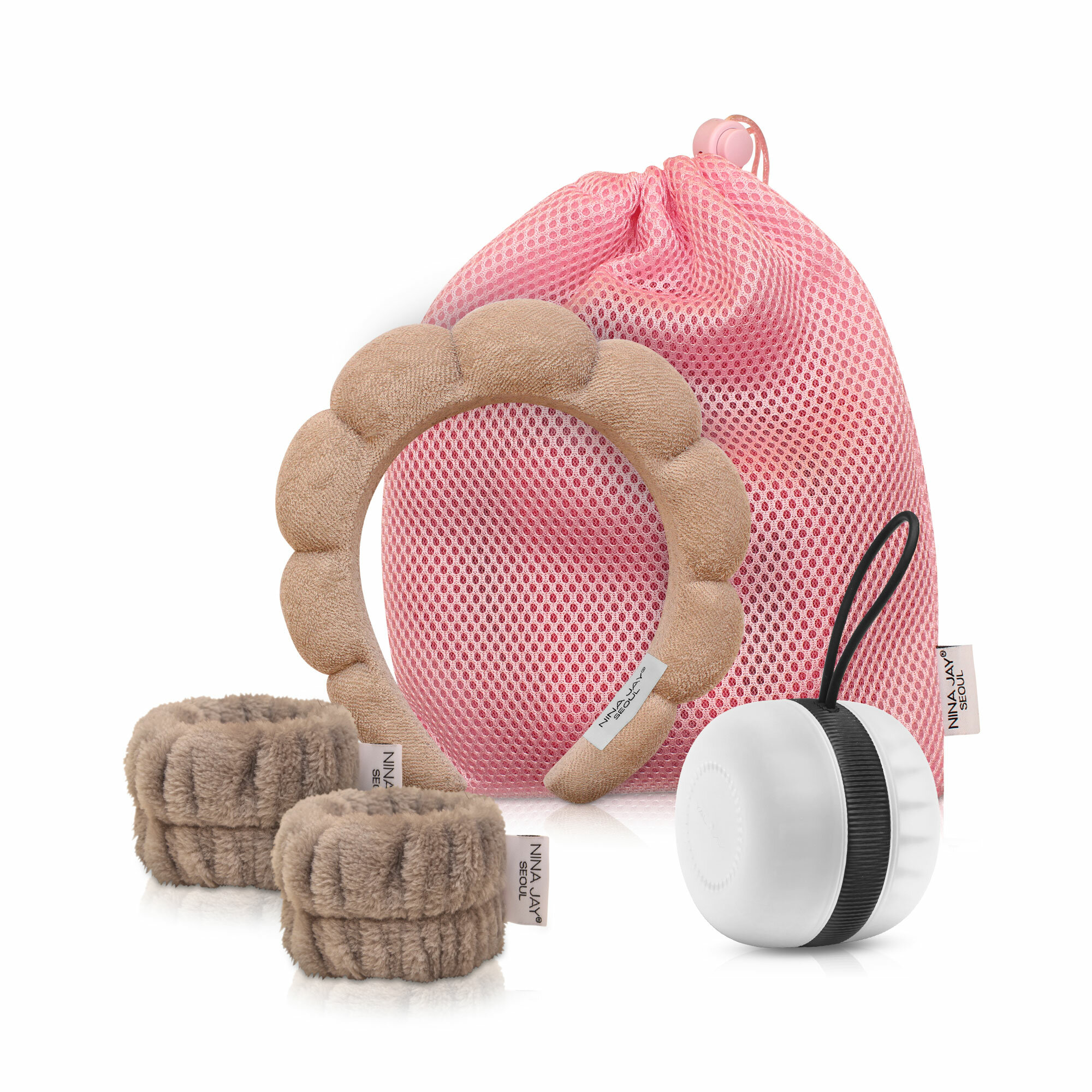 Набор расческа+ободок+напульсники коричневый (бежевый) цвет NINA JAY