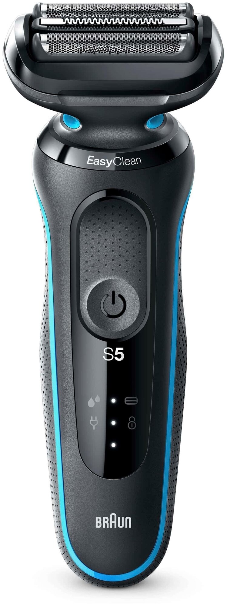 Электрическая бритва Braun S5 51-B1200S(сеточная, бритье: влажное/сухое, головок - 3, триммер) черный/голубой