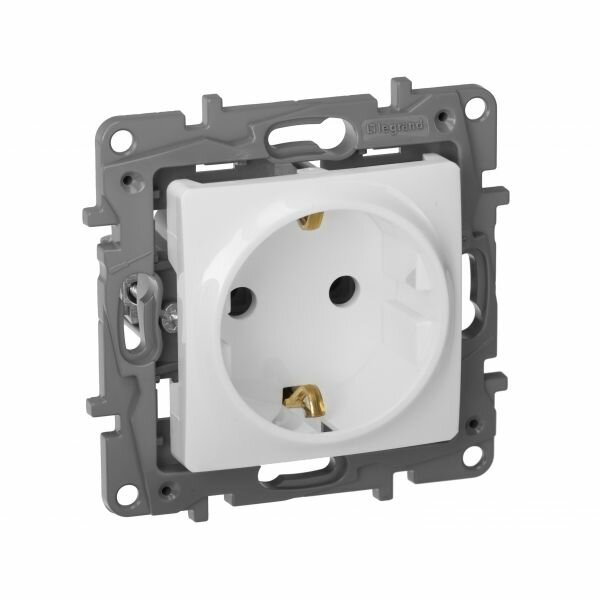 Legrand Etika Белый Розетка с заземлением, винтовые клеммы 672221, 4 шт.