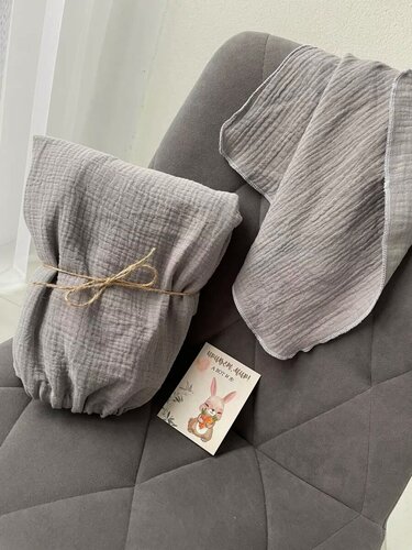 Изображение товара Муслиновая простынь овальная на резинке, овал