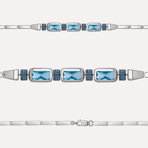 Изображение товара Браслет, серебро, 925 проба, родирование, топаз, сапфир синтетический