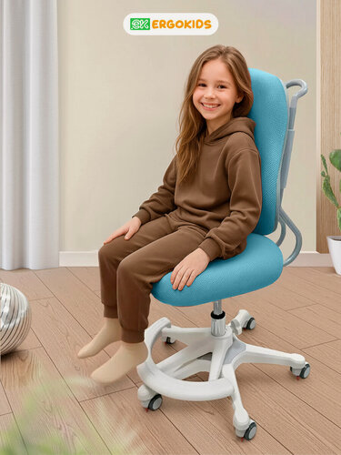 Изображение товара Детское компьютерное растущее кресло Ergokids Columbia Y-507 голубое