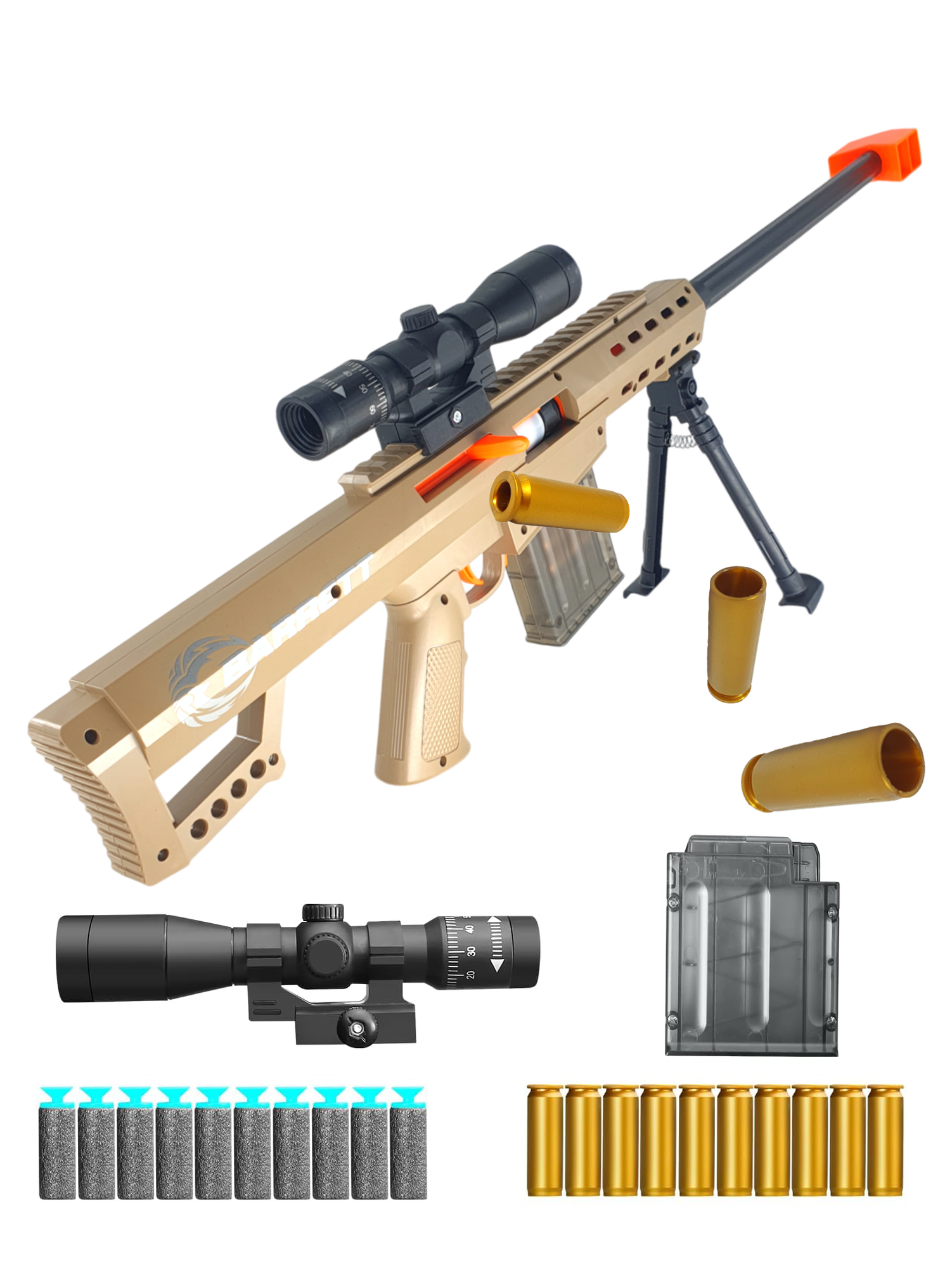 Игрушечная винтовка с мягкими пулями - Barret 80 см с оптическим прицелом