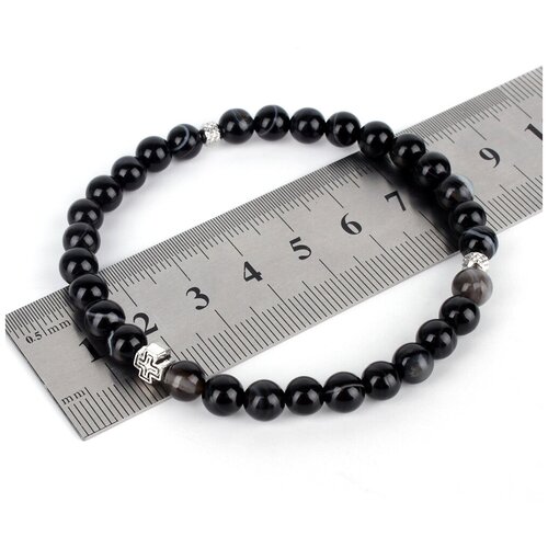фото Четки-браслет из агата черного. диаметр 6 мм. 30 зерен. псалом