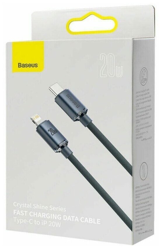 Кабель Baseus Crystal Shine Series Fast Charging Data Cable Type-C to Lightning 20W 1.2m Black (CAJY000201) — фото 1