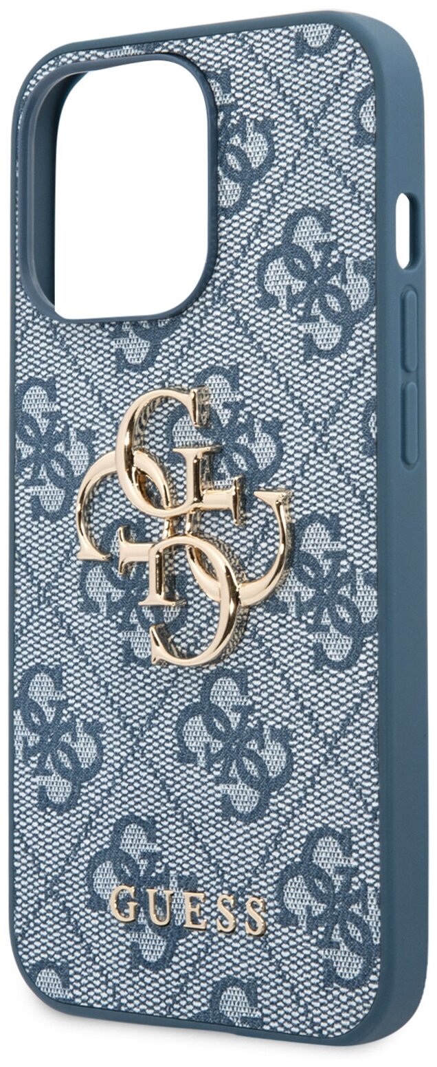 Guess для iPhone 13 Pro Max чехол PU 4G Big metal logo Hard Blue