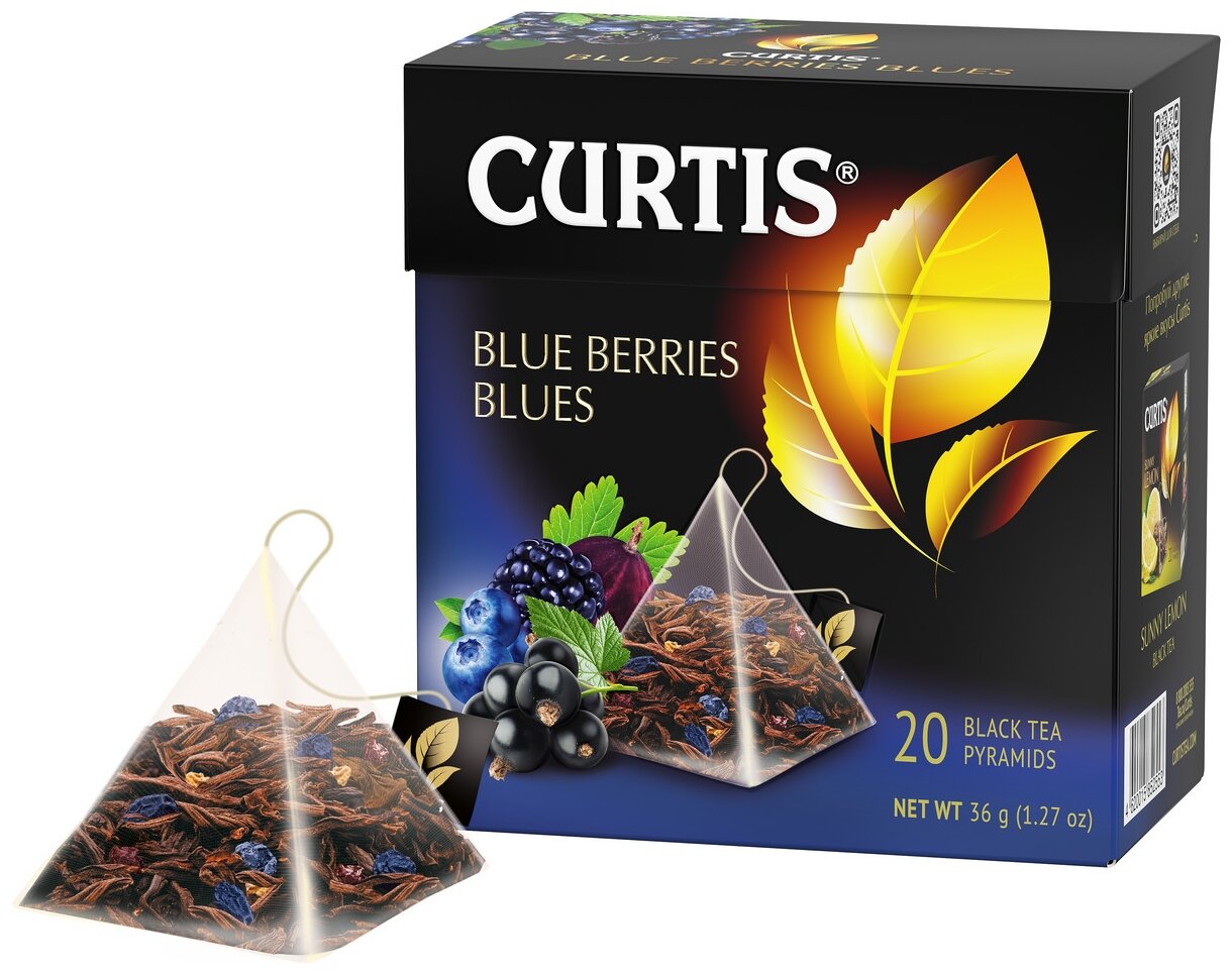Чай Curtis "Blue Berries Blues", черный с добавками, 20 пирамидок - фотография № 3