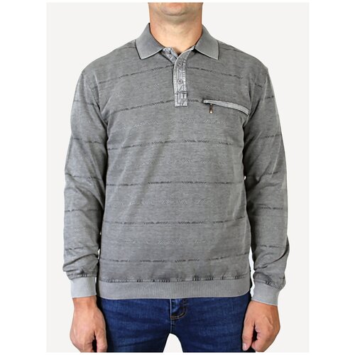 фото Толстовка рубашка поло мужская mostom, трикотаж, серая, размер 56 / 4xl