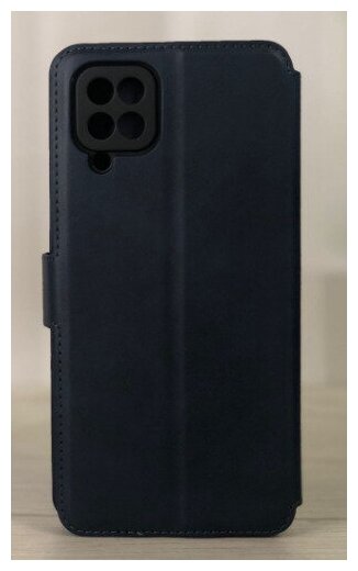 Чехол книжка для Samsung Galaxy A12 / M12 кожаный синий с магнитной застежкой / flip чехол с функцией подставки