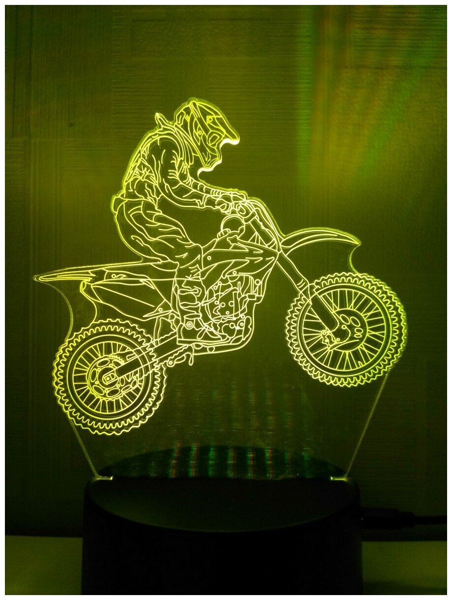 Светодиодный ночник 3Д "Летящий мотоциклист" - фотография № 5