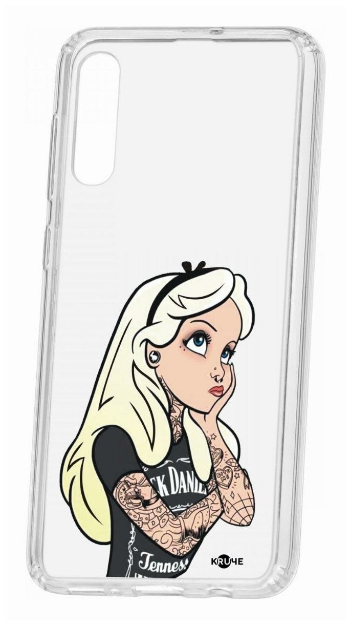 Чехол для Samsung Galaxy A50/A50S/A30S Kruche Print Tattoo Girl, пластиковая накладка, силиконовый бампер с защитой камеры, прозрачный с рисунком