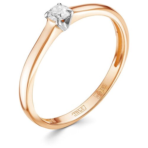 Кольцо с бриллиантом 0.109 карат из красного золота 54568 VESNA jewelry, размер 17.5