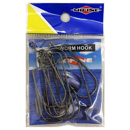 Офсетные крючки Mifine Worm Hook 3/0 10шт