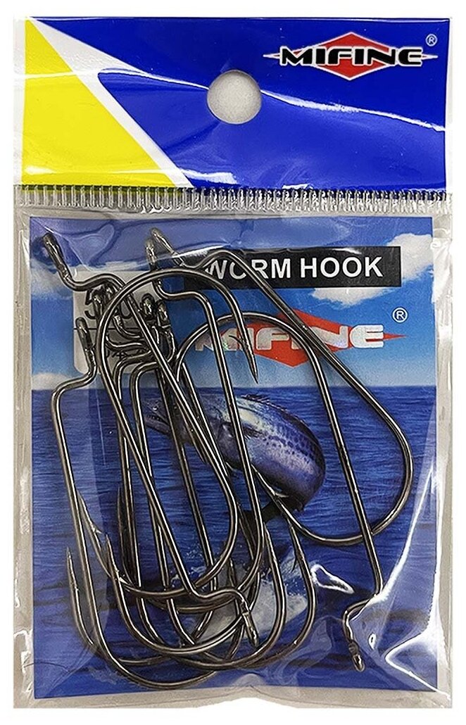 Офсетные крючки Mifine Worm Hook 4/0 10шт