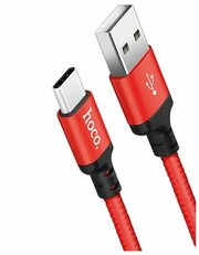 HOCO / Кабель для зарядки / Кабель для зарядки Type-C USB 2м плетеный красно-черный / X14