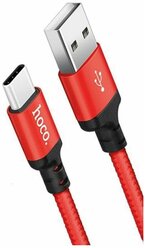 HOCO / Кабель для зарядки / Кабель для зарядки Type-C USB 2м плетеный красно-черный / X14