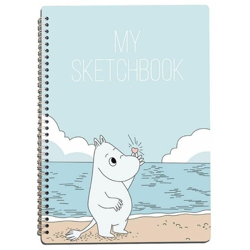 Скетчбук Блокнот, A4 50 листов с деревянной обложкой мультфильмы муми тролли moomin - 1088