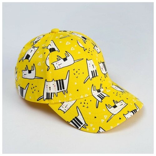 фото Кепка детская minaku "коты", цвет жёлтый, р-р 50