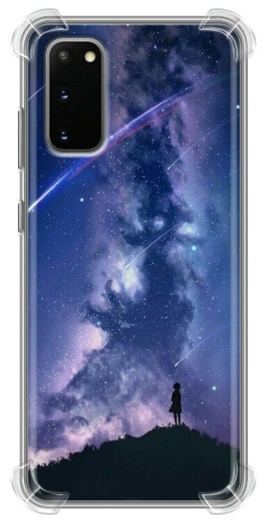 Дизайнерский силиконовый с усиленными углами чехол для Самсунг S20 / Samsung Galaxy S20 Галактика