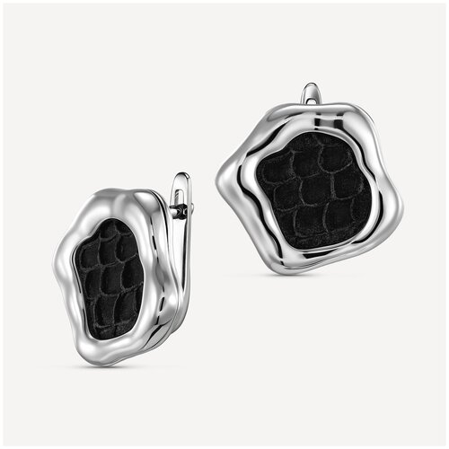 Река - серьги из серебра с кожей рыбы