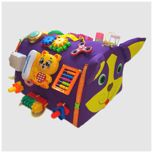 Мягкий бизиборд котик развивающая игрушка со светом для детей Baby Bizi / Премиум / логические игры для детей