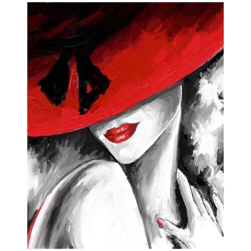 Алмазная вышивка Colibri «Девушка в красной шляпке с красной помадой