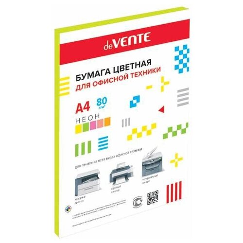 Бумага цвет. д/офисной техн. deVENTE А4 50л. 75г/м2, неон. желтый. 2072938