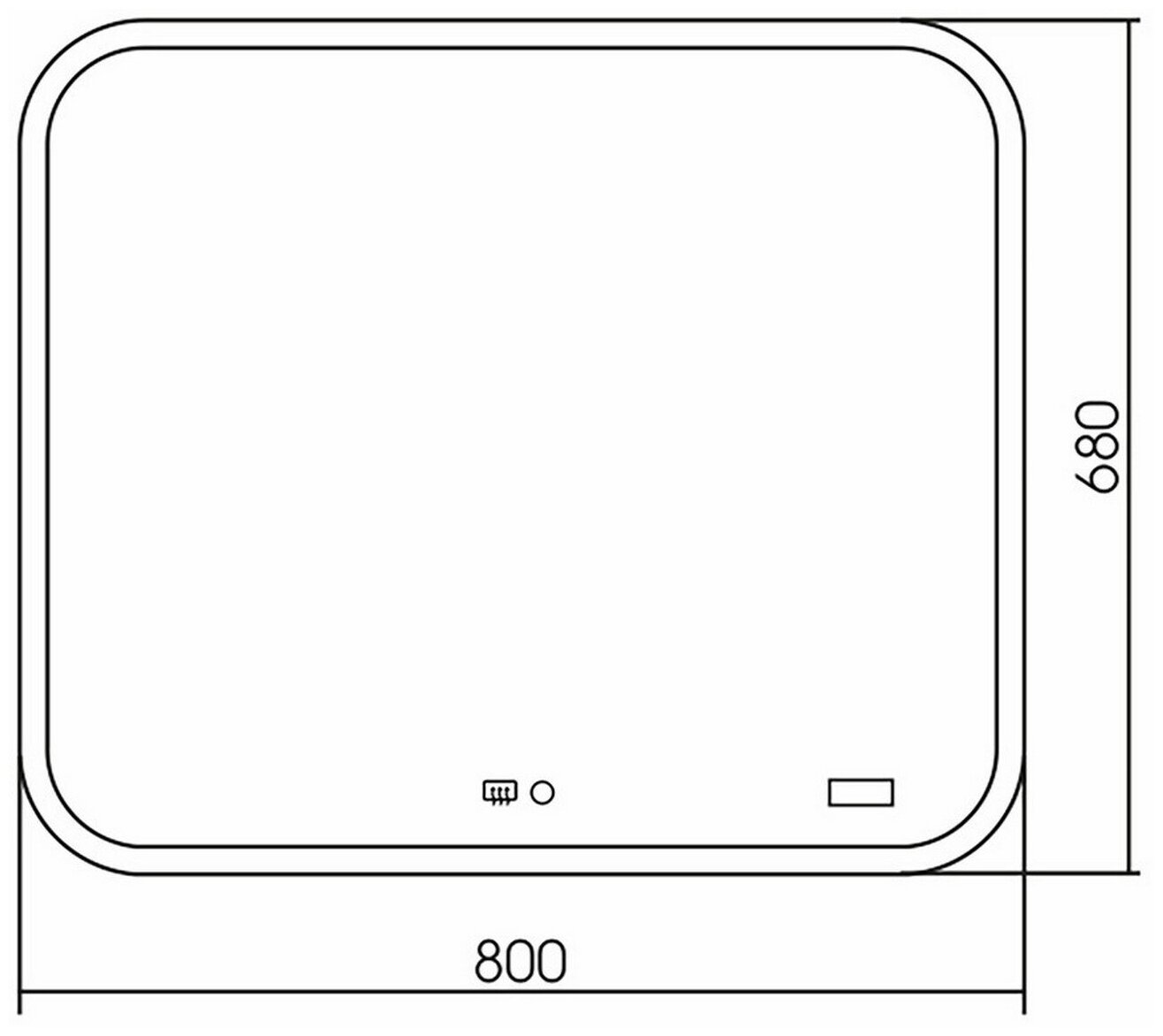 Зеркало MIXLINE "Стив-2" 800*680 (ШВ) сенсорный выключатель, светодиодная подсветка + подогрев* - фотография № 3