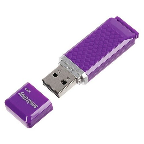 Флешка Smartbuy Quartz series Violet, 32 Гб, USB2.0, чт до 25 Мб/с, зап до 15 Мб/с, фиолет.