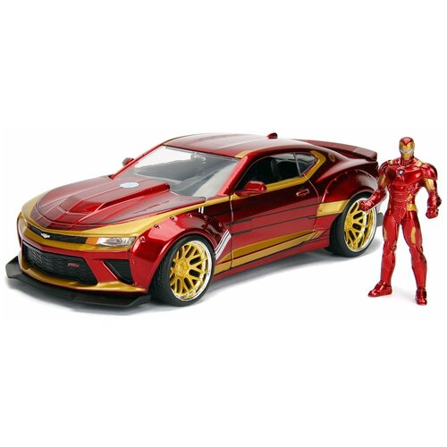 Набор Hollywood Rides Машинка с Фигуркой 2.75 1:24 2016 Chevy Camaro SS Widebody W/Ironman Figure 99724 модель машинки hollywood rides marvel avengers – 2016 chevy camaro 1 32