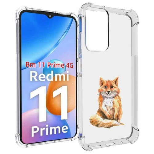 Чехол MyPads детская лиса для Xiaomi Redmi 11 Prime 4G задняя-панель-накладка-бампер