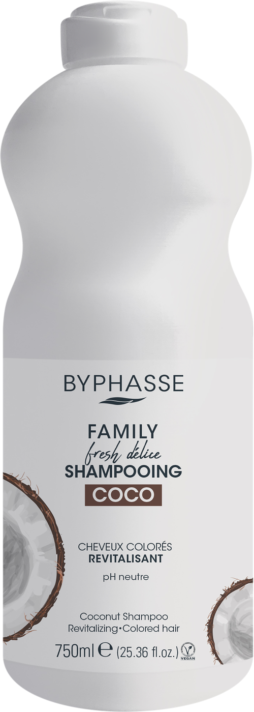 Шампунь для окрашенных волос BYPHASSE Family fresh delice Кокос, 750мл