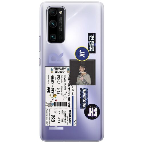 Силиконовый чехол с принтом BTS Stickers для Honor 30 Pro+ / Хонор 30 Про Плюс силиконовый чехол на honor 30 pro хонор 30 про плюс с 3d принтом shiba прозрачный