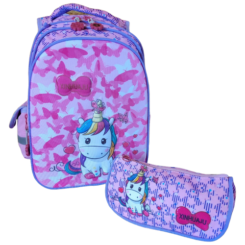 фото Школьный рюкзак для девочки с пеналом. рюкзак с единорогом lucky