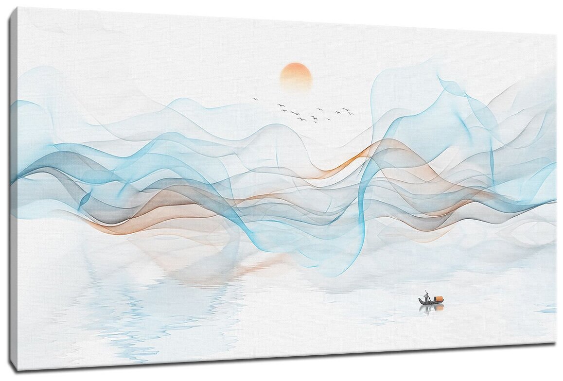 Картина Уютная стена "Северный ветер над озером" 110х60 см