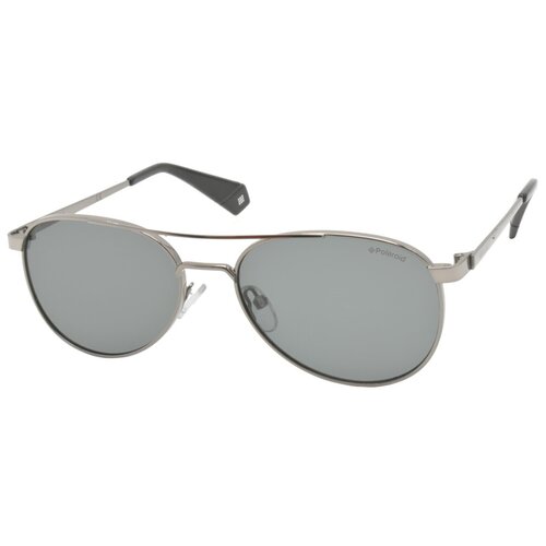 фото Солнцезащитные очки polaroid, авиаторы, оправа: металл, с защитой от уф, для мужчин, серебряный