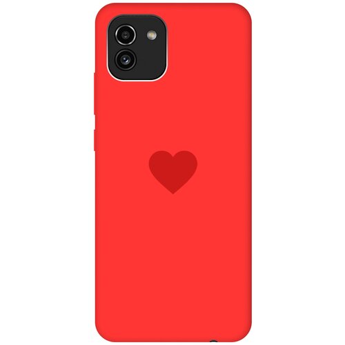 Силиконовый чехол на Samsung Galaxy A03, Самсунг А03 Silky Touch Premium с принтом Heart красный силиконовый чехол на samsung galaxy a03 core самсунг а03 кор silky touch premium с принтом heart красный