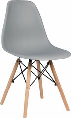 Стул для кухни со спинкой СтулБержи EAMES DSW, деревянные ножки, светло-серый, пластиковый